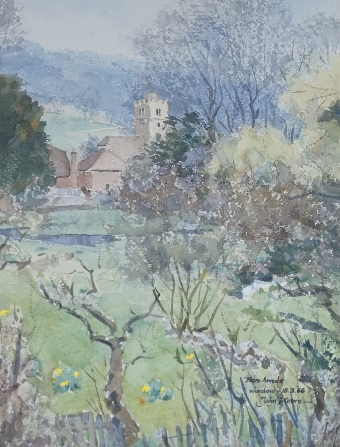 Rear Admiral Humfrey John Bradley Moore, CBE, RI (British, 1898-1985), watercolour, ‘From Anna’s window, 15.3.66’, signed, 36 x 26cm